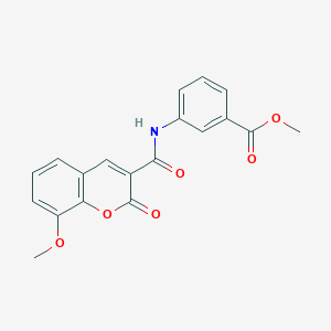 molecular formula C19H15NO6 B451651 methyl 3-{[(8-methoxy-2-oxo-2H-chromen-3-yl)carbonyl]amino}benzoate CAS No. 445020-62-2
