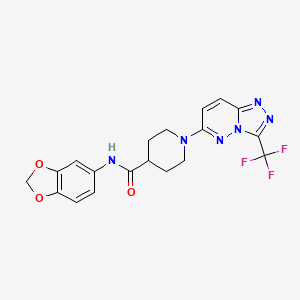 molecular formula C19H17F3N6O3 B4516529 N-(1,3-benzodioxol-5-yl)-1-[3-(trifluoromethyl)[1,2,4]triazolo[4,3-b]pyridazin-6-yl]piperidine-4-carboxamide 