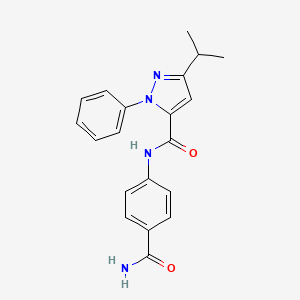 molecular formula C20H20N4O2 B4516736 N-(4-carbamoylphenyl)-1-phenyl-3-(propan-2-yl)-1H-pyrazole-5-carboxamide 