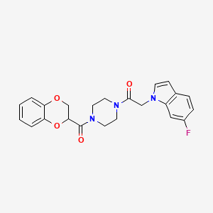 molecular formula C23H22FN3O4 B4516783 1-[4-(2,3-dihydro-1,4-benzodioxin-2-ylcarbonyl)piperazin-1-yl]-2-(6-fluoro-1H-indol-1-yl)ethanone 