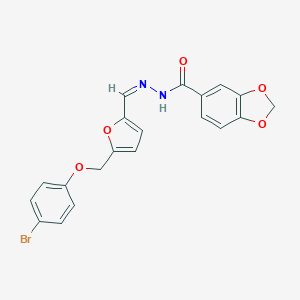 molecular formula C20H15BrN2O5 B451682 N'-[(Z)-{5-[(4-bromophenoxy)methyl]furan-2-yl}methylidene]-1,3-benzodioxole-5-carbohydrazide 