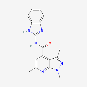molecular formula C17H16N6O B4516845 N-(1,3-dihydro-2H-benzimidazol-2-ylidene)-1,3,6-trimethyl-1H-pyrazolo[3,4-b]pyridine-4-carboxamide 