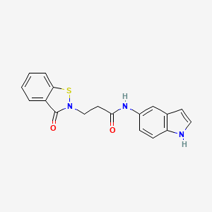 molecular formula C18H15N3O2S B4516926 N-(1H-indol-5-yl)-3-(3-oxo-1,2-benzothiazol-2(3H)-yl)propanamide 