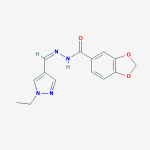 molecular formula C14H14N4O3 B451697 N'-[(1-ethyl-1H-pyrazol-4-yl)methylene]-1,3-benzodioxole-5-carbohydrazide 