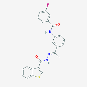 molecular formula C24H18FN3O2S B451703 N-{3-[N-(1-benzothien-3-ylcarbonyl)ethanehydrazonoyl]phenyl}-3-fluorobenzamide 