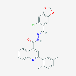 molecular formula C26H20ClN3O3 B451710 N'-[(6-chloro-1,3-benzodioxol-5-yl)methylene]-2-(2,5-dimethylphenyl)-4-quinolinecarbohydrazide 