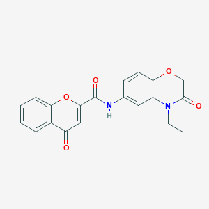 molecular formula C21H18N2O5 B4517126 N-(4-ethyl-3-oxo-3,4-dihydro-2H-1,4-benzoxazin-6-yl)-8-methyl-4-oxo-4H-chromene-2-carboxamide 
