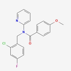 molecular formula C20H16ClFN2O2 B4517135 N-[(2-CHLORO-4-FLUOROPHENYL)METHYL]-4-METHOXY-N-(PYRIDIN-2-YL)BENZAMIDE 