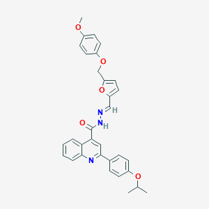 molecular formula C32H29N3O5 B451718 2-(4-isopropoxyphenyl)-N'-({5-[(4-methoxyphenoxy)methyl]-2-furyl}methylene)-4-quinolinecarbohydrazide 