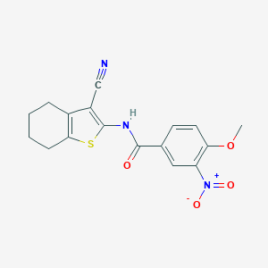 molecular formula C17H15N3O4S B451723 N-(3-cyano-4,5,6,7-tetrahydro-1-benzothiophen-2-yl)-4-methoxy-3-nitrobenzamide 