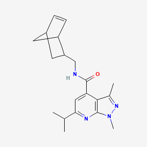 molecular formula C20H26N4O B4517376 N~4~-(bicyclo[2.2.1]hept-5-en-2-ylmethyl)-6-isopropyl-1,3-dimethyl-1H-pyrazolo[3,4-b]pyridine-4-carboxamide 
