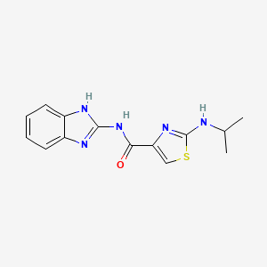 molecular formula C14H15N5OS B4517385 N-(1,3-dihydro-2H-benzimidazol-2-ylidene)-2-(propan-2-ylamino)-1,3-thiazole-4-carboxamide 