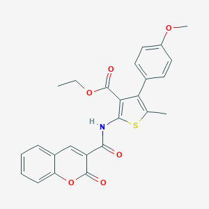 molecular formula C25H21NO6S B451742 ethyl 4-(4-methoxyphenyl)-5-methyl-2-{[(2-oxo-2H-chromen-3-yl)carbonyl]amino}-3-thiophenecarboxylate 