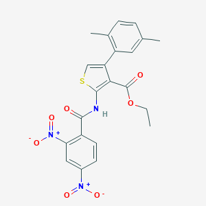 molecular formula C22H19N3O7S B451745 Ethyl 2-({2,4-bisnitrobenzoyl}amino)-4-(2,5-dimethylphenyl)-3-thiophenecarboxylate 