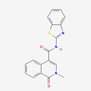 molecular formula C18H13N3O2S B4517450 N-(1,3-benzothiazol-2-yl)-2-methyl-1-oxo-1,2-dihydroisoquinoline-4-carboxamide 