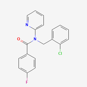 molecular formula C19H14ClFN2O B4517485 N-[(2-CHLOROPHENYL)METHYL]-4-FLUORO-N-(PYRIDIN-2-YL)BENZAMIDE 