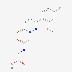 molecular formula C15H14FN3O5 B4517503 N-{[3-(4-fluoro-2-methoxyphenyl)-6-oxopyridazin-1(6H)-yl]acetyl}glycine 