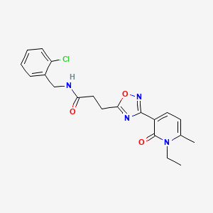 molecular formula C20H21ClN4O3 B4517521 N-[(2-Chlorophenyl)methyl]-3-[3-(1-ethyl-6-methyl-2-oxo-1,2-dihydropyridin-3-YL)-1,2,4-oxadiazol-5-YL]propanamide 