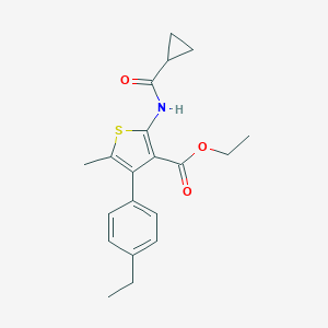 molecular formula C20H23NO3S B451757 ETHYL 2-CYCLOPROPANEAMIDO-4-(4-ETHYLPHENYL)-5-METHYLTHIOPHENE-3-CARBOXYLATE 