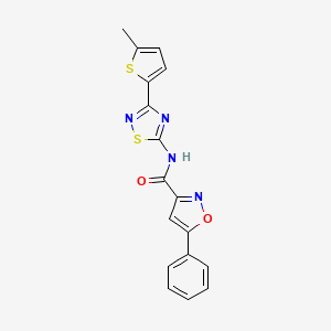 molecular formula C17H12N4O2S2 B4517696 N-[3-(5-methylthiophen-2-yl)-1,2,4-thiadiazol-5-yl]-5-phenyl-1,2-oxazole-3-carboxamide 