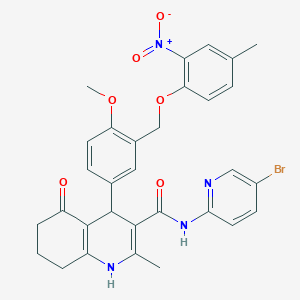 molecular formula C31H29BrN4O6 B451783 N-(5-BROMO-2-PYRIDYL)-4-{4-METHOXY-3-[(4-METHYL-2-NITROPHENOXY)METHYL]PHENYL}-2-METHYL-5-OXO-1,4,5,6,7,8-HEXAHYDRO-3-QUINOLINECARBOXAMIDE 