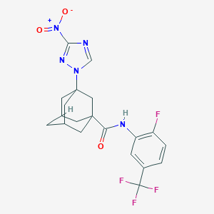 molecular formula C20H19F4N5O3 B451784 N~1~-[2-FLUORO-5-(TRIFLUOROMETHYL)PHENYL]-3-(3-NITRO-1H-1,2,4-TRIAZOL-1-YL)-1-ADAMANTANECARBOXAMIDE 