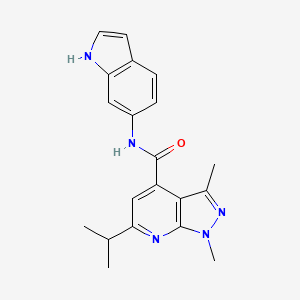 molecular formula C20H21N5O B4518035 N-(1H-indol-6-yl)-1,3-dimethyl-6-(propan-2-yl)-1H-pyrazolo[3,4-b]pyridine-4-carboxamide 