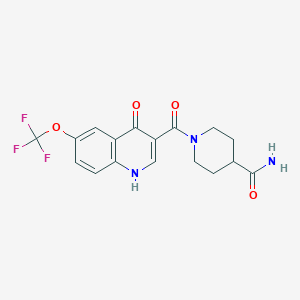 molecular formula C17H16F3N3O4 B4518050 1-{[4-Hydroxy-6-(trifluoromethoxy)quinolin-3-yl]carbonyl}piperidine-4-carboxamide 