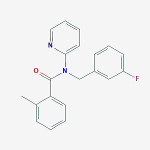 molecular formula C20H17FN2O B4518085 N-[(3-FLUOROPHENYL)METHYL]-2-METHYL-N-(PYRIDIN-2-YL)BENZAMIDE 