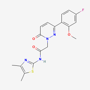molecular formula C18H17FN4O3S B4518338 N-[(2Z)-4,5-dimethyl-1,3-thiazol-2(3H)-ylidene]-2-[3-(4-fluoro-2-methoxyphenyl)-6-oxopyridazin-1(6H)-yl]acetamide 