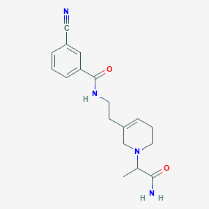 molecular formula C18H22N4O2 B4518434 N-{2-[1-(2-amino-1-methyl-2-oxoethyl)-1,2,5,6-tetrahydropyridin-3-yl]ethyl}-3-cyanobenzamide 