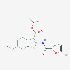 molecular formula C19H22BrNO4S B451857 Isopropyl 2-[(5-bromo-2-furoyl)amino]-6-ethyl-4,5,6,7-tetrahydro-1-benzothiophene-3-carboxylate 