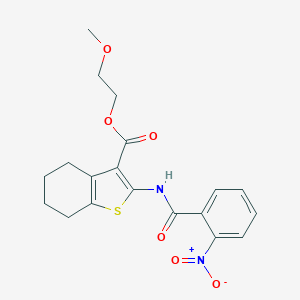 molecular formula C19H20N2O6S B451894 2-Methoxyethyl 2-[(2-nitrobenzoyl)amino]-4,5,6,7-tetrahydro-1-benzothiophene-3-carboxylate 