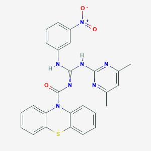 molecular formula C26H21N7O3S B451915 N-[[(4,6-dimethylpyrimidin-2-yl)amino]-(3-nitroanilino)methylidene]phenothiazine-10-carboxamide 