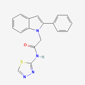 molecular formula C18H14N4OS B4519168 2-(2-phenyl-1H-indol-1-yl)-N-(1,3,4-thiadiazol-2-yl)acetamide 