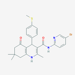 molecular formula C25H26BrN3O2S B451958 N-(5-BROMO-2-PYRIDYL)-2,7,7-TRIMETHYL-4-[4-(METHYLSULFANYL)PHENYL]-5-OXO-1,4,5,6,7,8-HEXAHYDRO-3-QUINOLINECARBOXAMIDE 