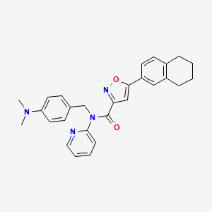 molecular formula C28H28N4O2 B4519589 N-{[4-(DIMETHYLAMINO)PHENYL]METHYL}-N-(PYRIDIN-2-YL)-5-(5,6,7,8-TETRAHYDRONAPHTHALEN-2-YL)-1,2-OXAZOLE-3-CARBOXAMIDE 