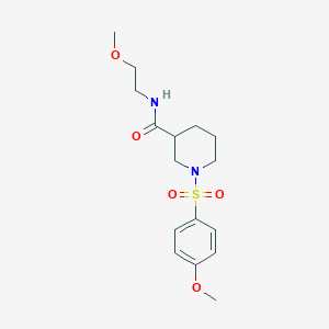 molecular formula C16H24N2O5S B4519908 N-(2-methoxyethyl)-1-[(4-methoxyphenyl)sulfonyl]-3-piperidinecarboxamide 