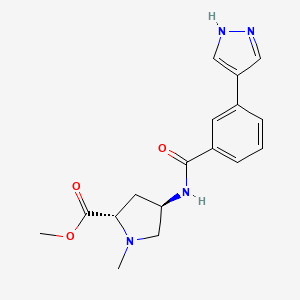 molecular formula C17H20N4O3 B4520121 methyl (2S,4R)-1-methyl-4-{[3-(1H-pyrazol-4-yl)benzoyl]amino}pyrrolidine-2-carboxylate 