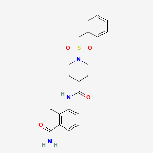molecular formula C21H25N3O4S B4520168 N-[3-(aminocarbonyl)-2-methylphenyl]-1-(benzylsulfonyl)-4-piperidinecarboxamide 
