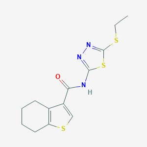 molecular formula C13H15N3OS3 B452069 N-[5-(ethylsulfanyl)-1,3,4-thiadiazol-2-yl]-4,5,6,7-tetrahydro-1-benzothiophene-3-carboxamide 