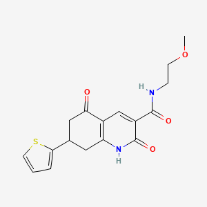 molecular formula C17H18N2O4S B4521218 N-(2-methoxyethyl)-2,5-dioxo-7-(2-thienyl)-1,2,5,6,7,8-hexahydro-3-quinolinecarboxamide 