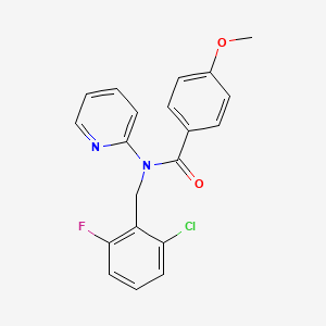 molecular formula C20H16ClFN2O2 B4521315 N-[(2-CHLORO-6-FLUOROPHENYL)METHYL]-4-METHOXY-N-(PYRIDIN-2-YL)BENZAMIDE 