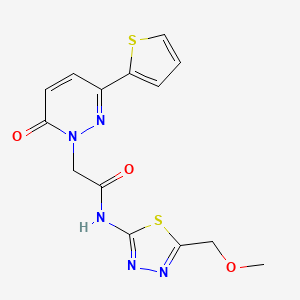 molecular formula C14H13N5O3S2 B4521325 N-[(2E)-5-(methoxymethyl)-1,3,4-thiadiazol-2(3H)-ylidene]-2-[6-oxo-3-(thiophen-2-yl)pyridazin-1(6H)-yl]acetamide 