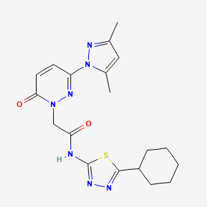 molecular formula C19H23N7O2S B4521408 N-[(2Z)-5-cyclohexyl-1,3,4-thiadiazol-2(3H)-ylidene]-2-[3-(3,5-dimethyl-1H-pyrazol-1-yl)-6-oxopyridazin-1(6H)-yl]acetamide 