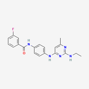 molecular formula C20H20FN5O B4521447 N-(4-{[2-(ethylamino)-6-methylpyrimidin-4-yl]amino}phenyl)-3-fluorobenzamide 