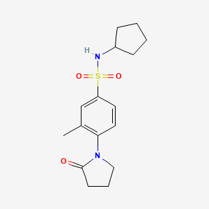 molecular formula C16H22N2O3S B4521499 N-cyclopentyl-3-methyl-4-(2-oxo-1-pyrrolidinyl)benzenesulfonamide 