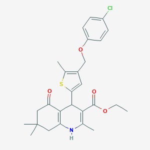 molecular formula C27H30ClNO4S B452151 Ethyl 4-{4-[(4-chlorophenoxy)methyl]-5-methyl-2-thienyl}-2,7,7-trimethyl-5-oxo-1,4,5,6,7,8-hexahydro-3-quinolinecarboxylate 