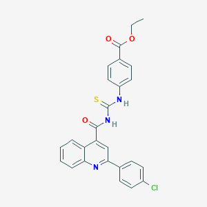 molecular formula C26H20ClN3O3S B452172 ETHYL 4-{[({[2-(4-CHLOROPHENYL)-4-QUINOLYL]CARBONYL}AMINO)CARBOTHIOYL]AMINO}BENZOATE 