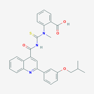 molecular formula C29H27N3O4S B452192 2-[[({[2-(3-ISOBUTOXYPHENYL)-4-QUINOLYL]CARBONYL}AMINO)CARBOTHIOYL](METHYL)AMINO]BENZOIC ACID 